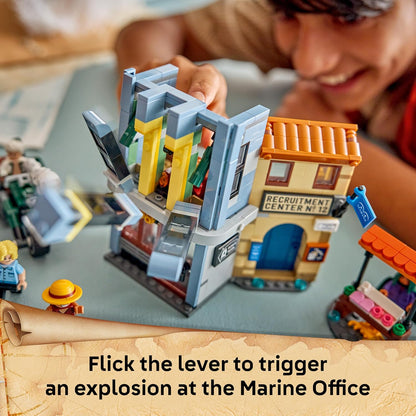 LEGO ONE PIECE Confronto com o Capitão Smoker – Brinquedo interativo com 4 minifiguras (incluindo Monkey D. Luffy e Sanji) – Decoração para quarto infantil – Presente para meninos, meninas e fãs a partir de 9 anos – 75642