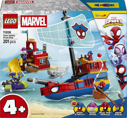 LEGO ǀ Marvel Team Spidey Navio Pirata - Conjunto de Super-Heróis com Modelo de Navio, 2 Barcos e 4 Minifiguras - Presente para Meninos a partir de 4 Anos e Fãs do Desenho do Homem-Aranha e Seus Incríveis Amigos - 11208