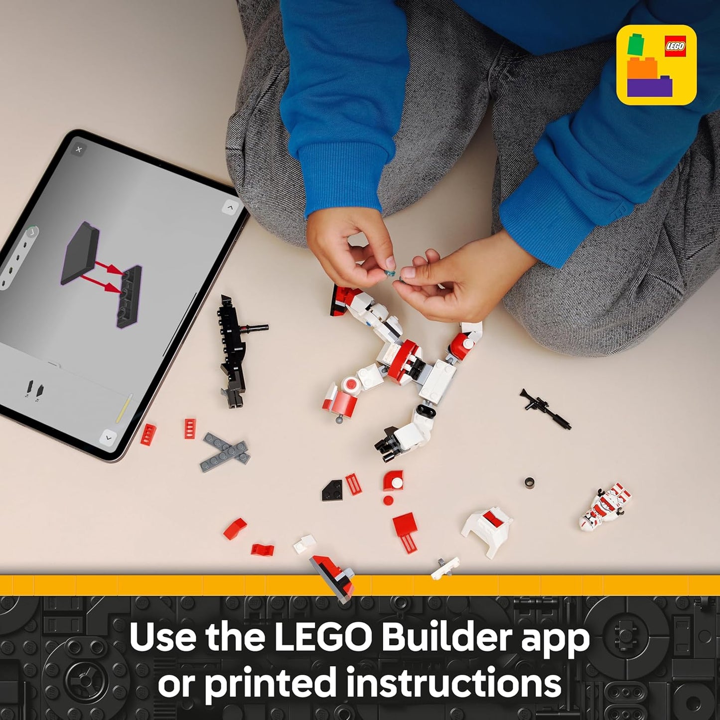 LEGO Star Wars 75448 Clone Shock Trooper Mech - Figura de ação articulada com rifle blaster e minifigura - Presente colecionável para meninos e fãs a partir de 6 anos