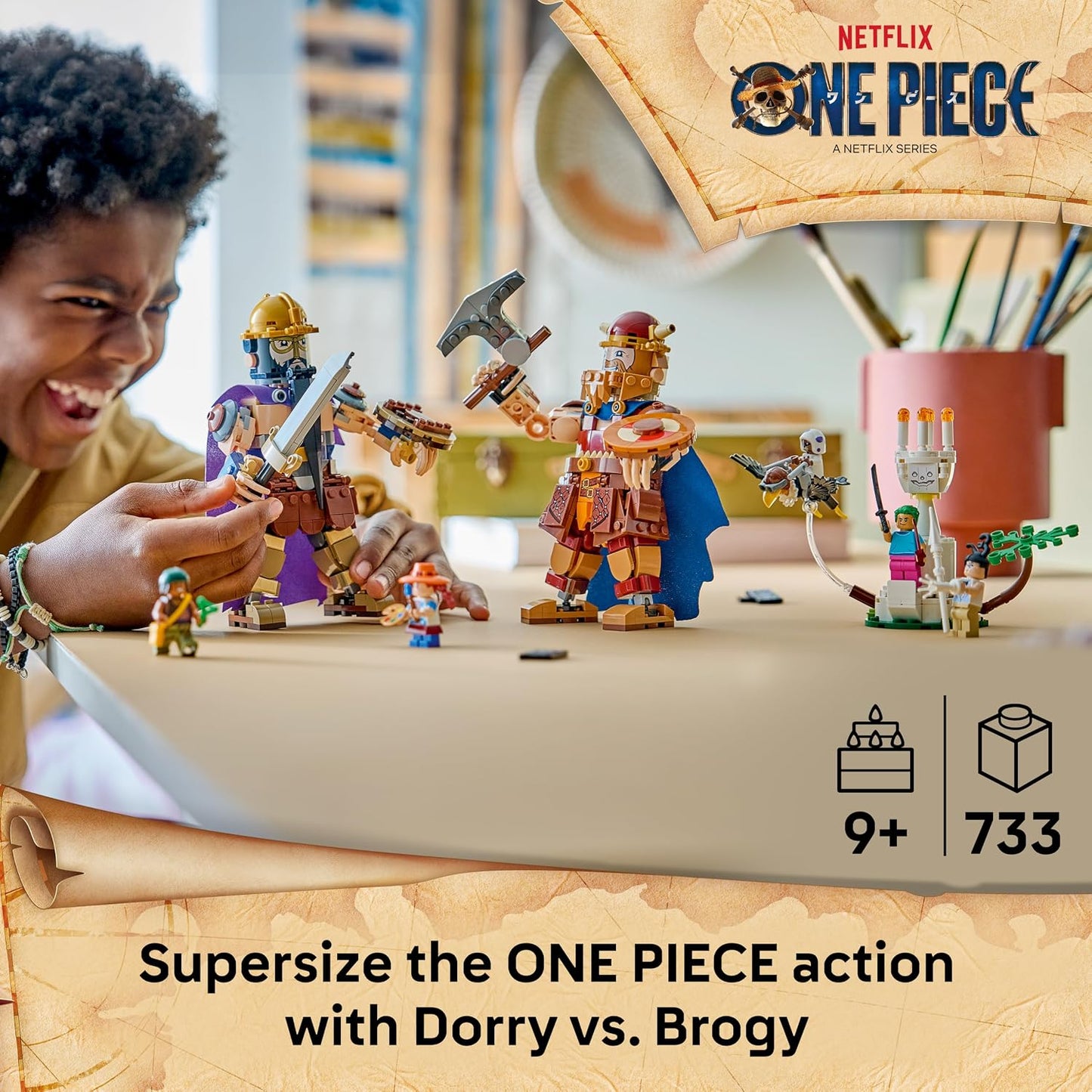 LEGO ONE PIECE Dorry vs. Brogy – Gigantes de Little Garden – Brinquedo Interativo com 2 Figuras de Ação e 5 Minifiguras – Presente para Meninos, Meninas e Fãs a partir de 9 Anos – 75644