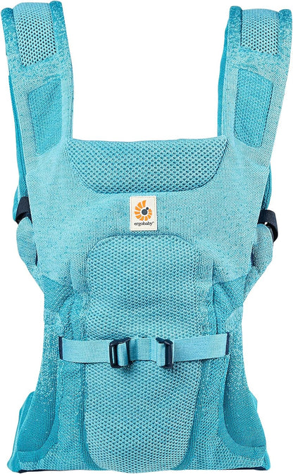 Ergobaby  Porta-bebês Aerloom para recém-nascidos e crianças pequenas, 3 posições, porta-barriga ergonômico para bebês, porta-costas, porta-bebês feito de material Formaknit, água-marinha