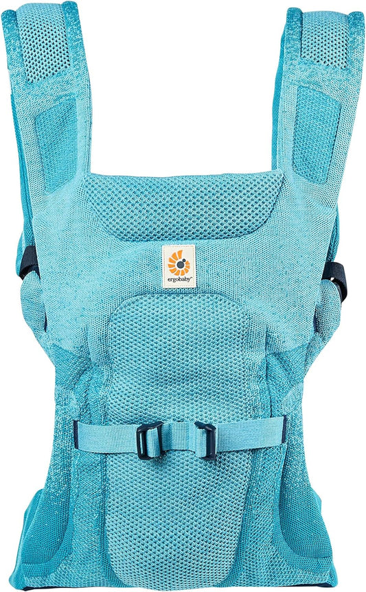 Ergobaby  Porta-bebês Aerloom para recém-nascidos e crianças pequenas, 3 posições, porta-barriga ergonômico para bebês, porta-costas, porta-bebês feito de material Formaknit, água-marinha