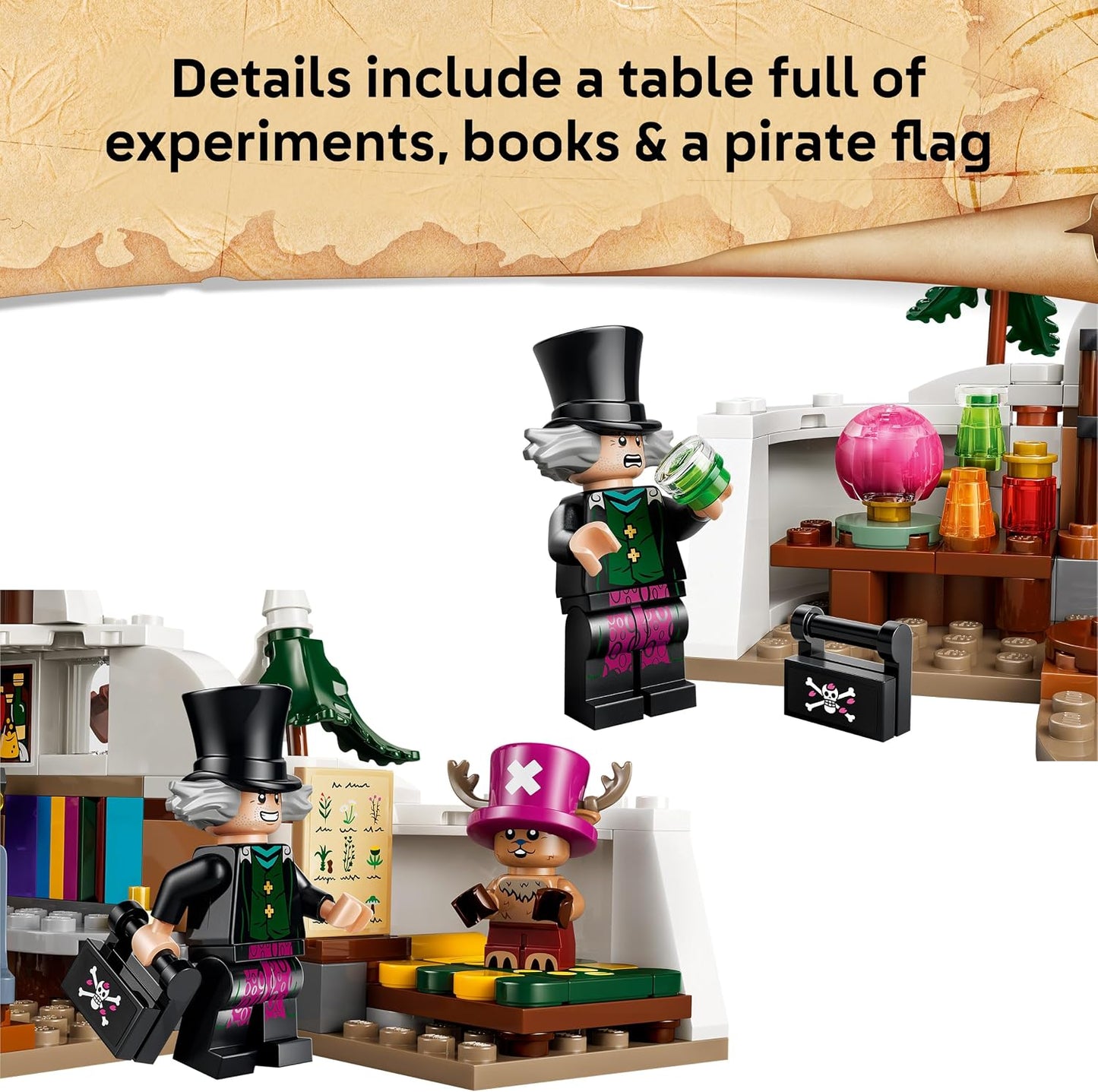 LEGO ONE PIECE Esconderijo do Dr. Hiriluk – Brinquedo colecionável com 3 minifiguras (incluindo Tony Tony Chopper) – Decoração para quarto infantil – Presente para meninos, meninas e fãs a partir de 9 anos – 75641