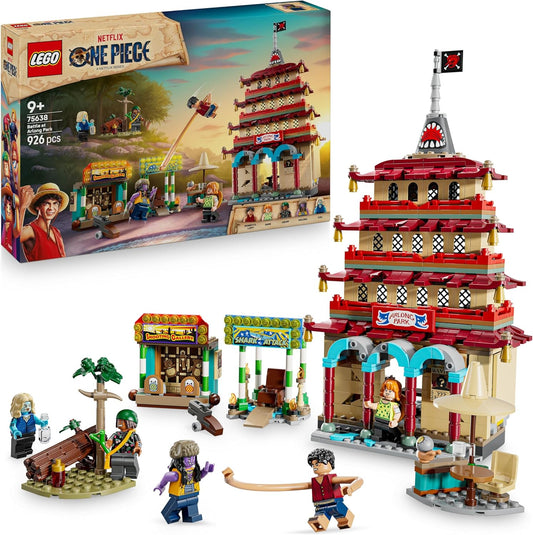 LEGO ONE PIECE Batalha no Parque Arlong - Brinquedo interativo com 5 minifiguras, incluindo Luffy e Nami, além de um pagode que desaba - Presente de anime para meninos, meninas e fãs a partir de 9 anos - 75638
