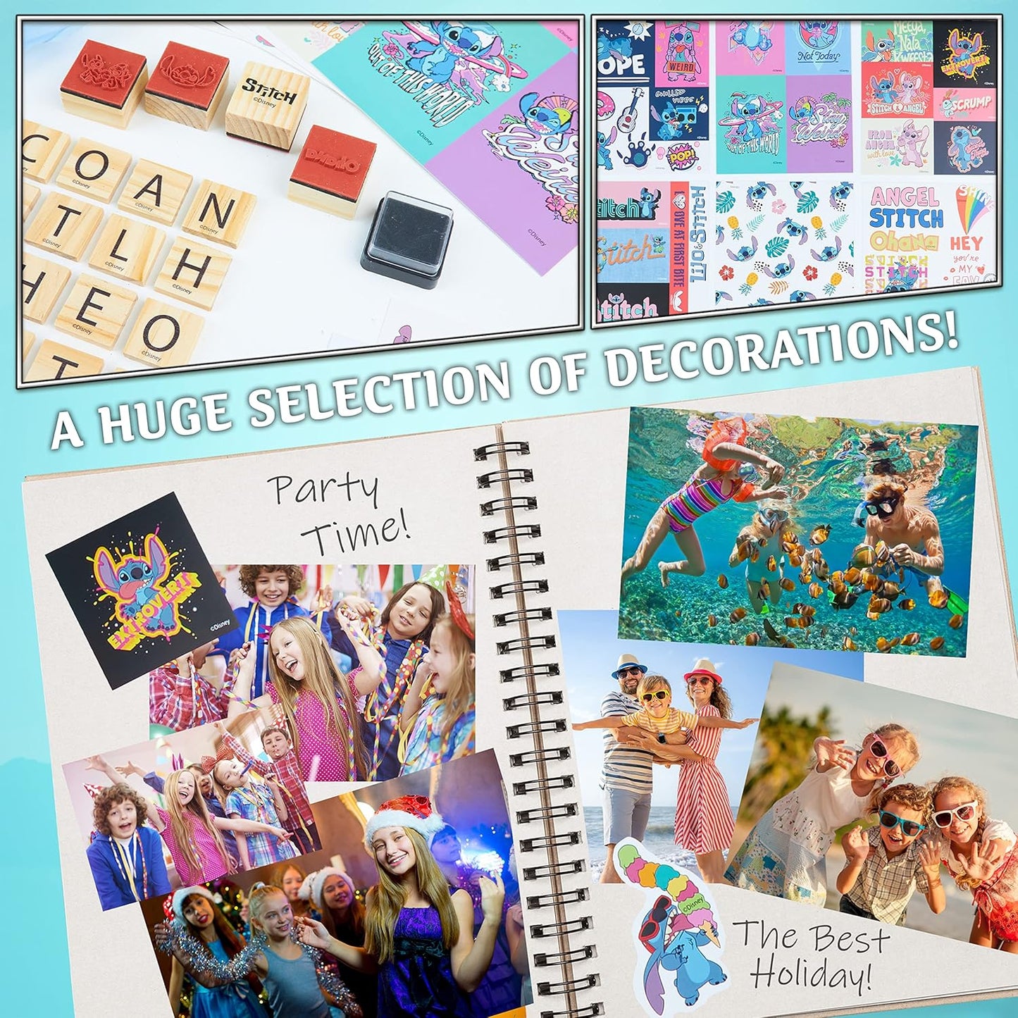 Disney Kit de scrapbook de pontos da para crianças, conjunto de artesanato com livro de recortes Wito, acessórios para scrapbooking, adesivos, carimbos, canetas de gel, glitter, conjunto de arte para meninas, presentes de ponto para meninas, roxo
