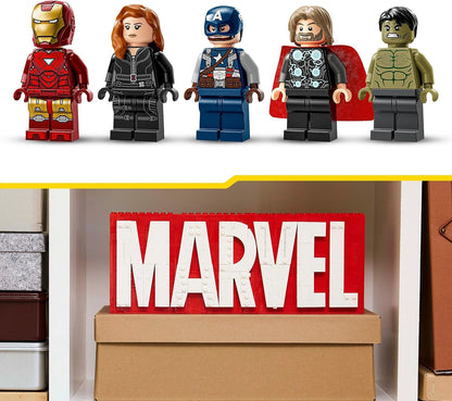 LEGO Marvel: MARVEL Logo & Minifigures - Brinquedo de construção de super-heróis com 5 personagens incl. Homem de Ferro, Thor, Viúva Negra e Hulk - Presente dos Vingadores para meninos, meninas e adolescentes com mais de 12 anos
