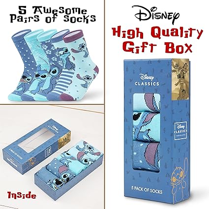 Disney Meias de panturrilha femininas, meias elásticas macias em pacote de 5 - Presentes para mulheres