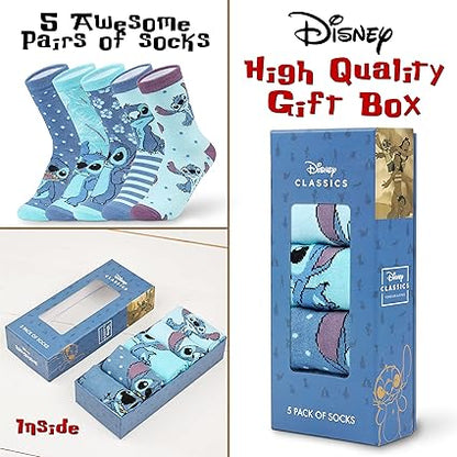 Disney Meias de panturrilha femininas, meias elásticas macias em pacote de 5 - Presentes para mulheres