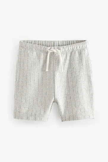 |Boy| Shorts Jersey Listrado Preto/Branco (3 Meses A 7 Anos)