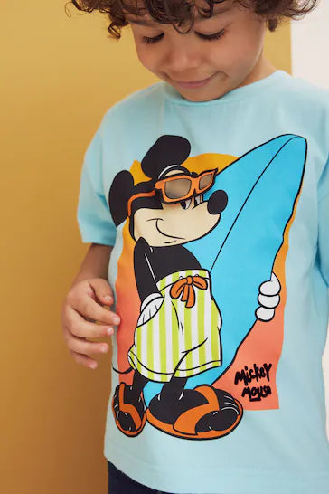 |Boy| Camiseta De Manga Curta Azul Mickey (3 meses a 8 anos)