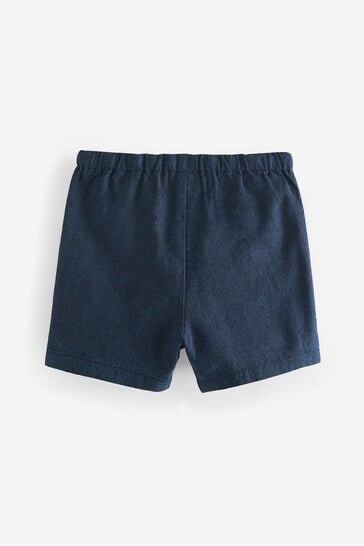|Boy| Shorts Pull-On De Linho - Azul Marinho (3 Meses - 7 Anos)