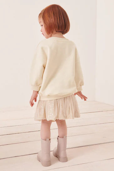 |Girl| Moletom  - Cream Sequin (3 meses a 7 anos)