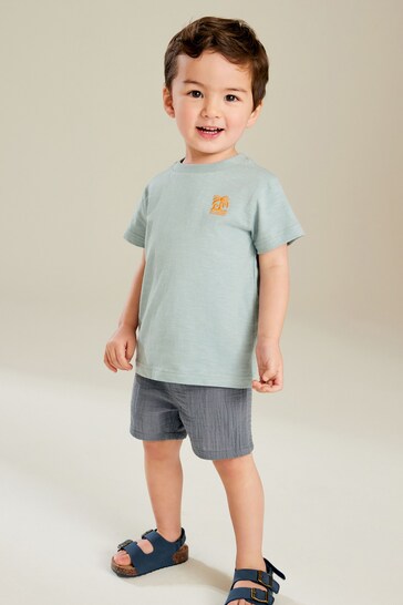 |Boy| Shorts De Algodão Com Textura Macia - Azul (3 meses - 7 anos)