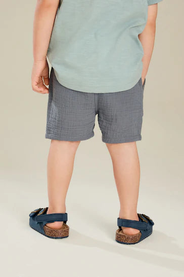 |Boy| Shorts De Algodão Com Textura Macia - Azul (3 meses - 7 anos)