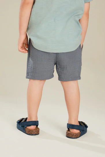 |Boy| Shorts De Algodão Com Textura Macia - Azul (3 meses - 7 anos)