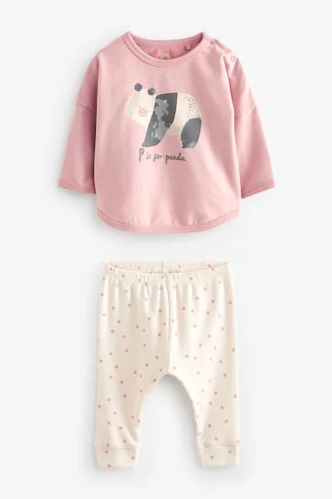 |BabyGirl| Conjunto De Top E Leggings Para Bebê - Panda Rosa (1.5 - 2 Anos)
