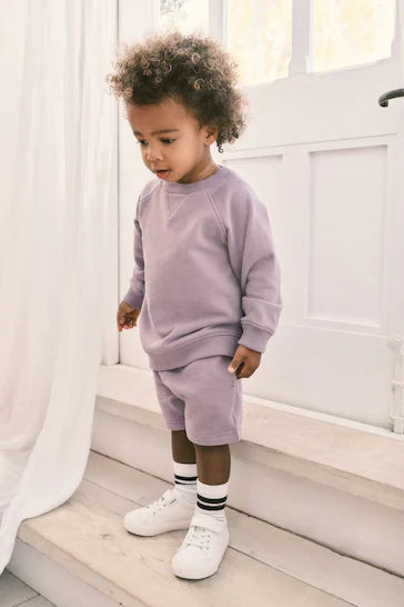 |Boy| Conjunto de moletom e shorts oversized - Roxo Lilás (3 meses a 7 anos)