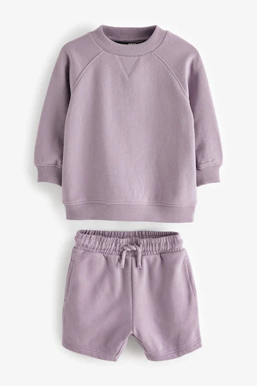 |Boy| Conjunto De Moletom e Shorts Oversized - Lilac Purple (3 meses a 7 anos)