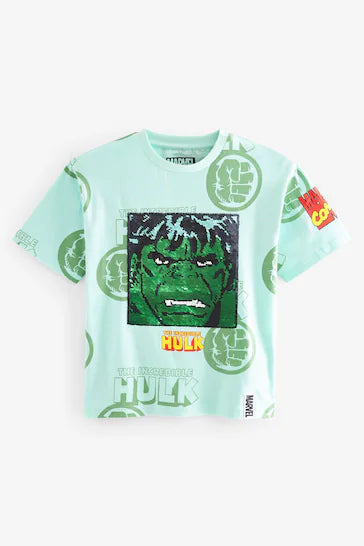 |BigBoy| Camiseta Flippy Sequin License - Incredible Hulk verde (3-16 anos)