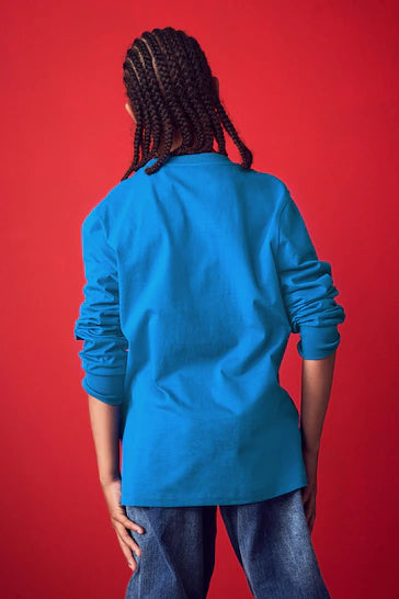 |Boy| Camiseta De Natal Com Lantejoulas Flippy De Manga Comprida - Cobalt Blue Santa (3 a 16 anos)