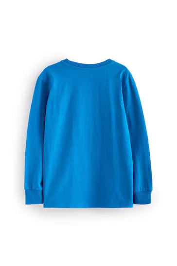 |Boy| Camiseta De Natal Com Lantejoulas Flippy De Manga Comprida - Cobalt Blue Santa (3 a 16 anos)