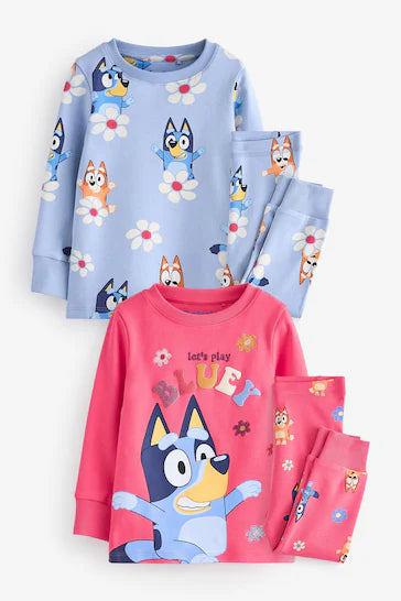 |Niña| Pack de 2 pijamas con licencia azul/rojo (de 9 meses a 8 años)