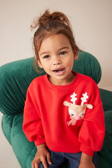 |Girl| Moletom De Natal - Red Reindeer (3 meses a 7 anos)
