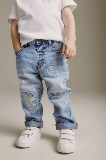 |Boy| Jeans Desgastados - Light Blue Denim (3 meses a 7 anos)