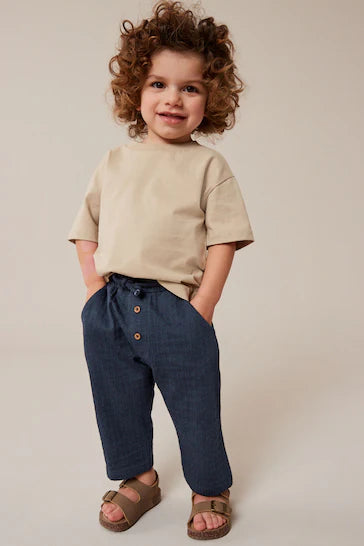 |Boy| Joggers Em Jersey Texturizado - Azul Marinho (3 meses - 7 anos)