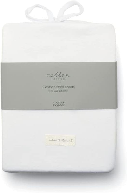Pack de 2 lençóis ajustáveis para berço/cama Mamas & Papas, creme