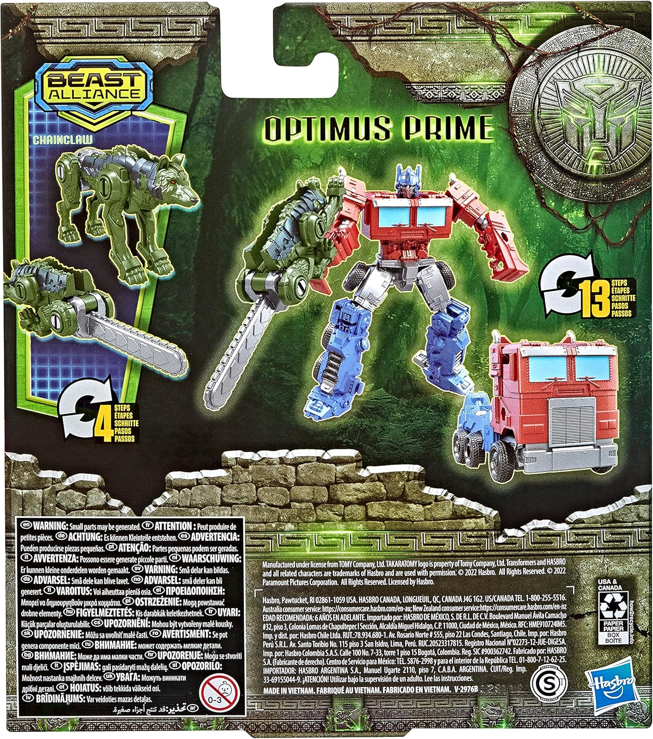 Transformers: A Ascensão das Feras Filme Beast Alliance Beast Weaponizers Pack de 2 Brinquedos Optimus Prime, 6 anos ou mais, 12,5 cm