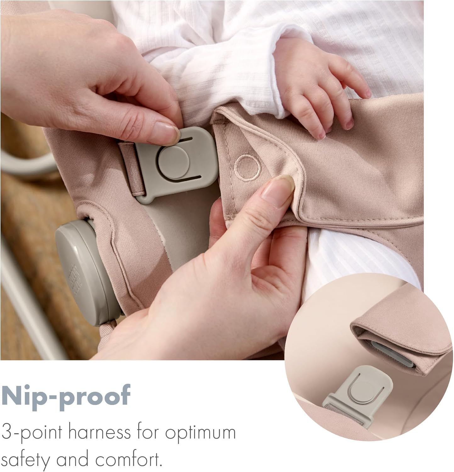 Mamas & Papas Tempo 3 em 1 Rocker/Bouncer, leve, com cinto de 3 pontos e barra de brinquedos magnética facilmente removível, Blush