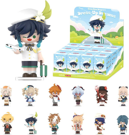 POP MART Genshin Impact Dress-Up Dreams Série Chibi Temática Figuras 1 PC 2,5 polegadas Articulado Personagem Design Premium Presentes para Mulheres Fã-Favorito Colecionável Chic Art Toy Figura de Ação