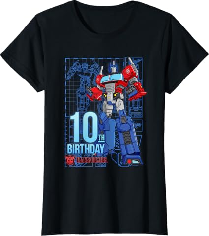 T-shirt de aniversário dos 10 anos do Optimus Prime dos TRANSFORMERS