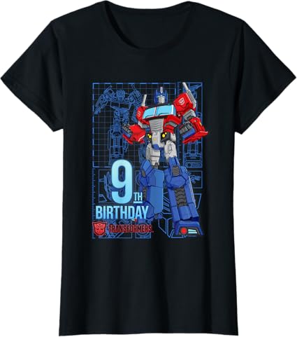 T-shirt de aniversário dos 9 anos do Optimus Prime dos Transformers