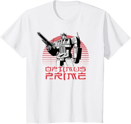 T-shirt Transformers Optimus Prime Retro Kanji Sunset Portrait