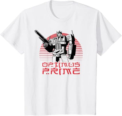 T-shirt Transformers Optimus Prime Retro Kanji Sunset Portrait