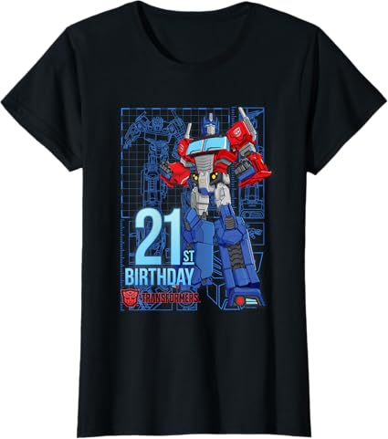 T-shirt de aniversário dos 21 anos do Optimus Prime dos Transformers