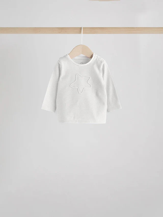 |BabyBoy| Conjunto De 6 Blusas e Leggings Cinza Estrela Para Bebê (0 meses a 2 anos)