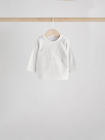 |BabyBoy| Conjunto De 6 Blusas e Leggings Cinza Estrela Para Bebê (0 meses a 2 anos)