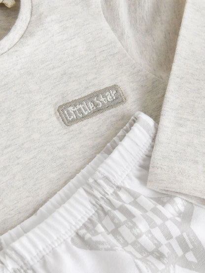 |BabyBoy| Conjunto De 6 Blusas e Leggings Cinza Estrela Para Bebê (0 meses a 2 anos)