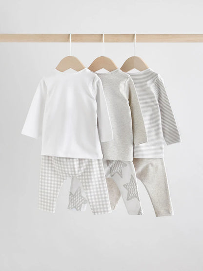 |BabyBoy| Conjunto De 6 Blusas e Leggings Cinza Estrela Para Bebê (0 meses a 2 anos)