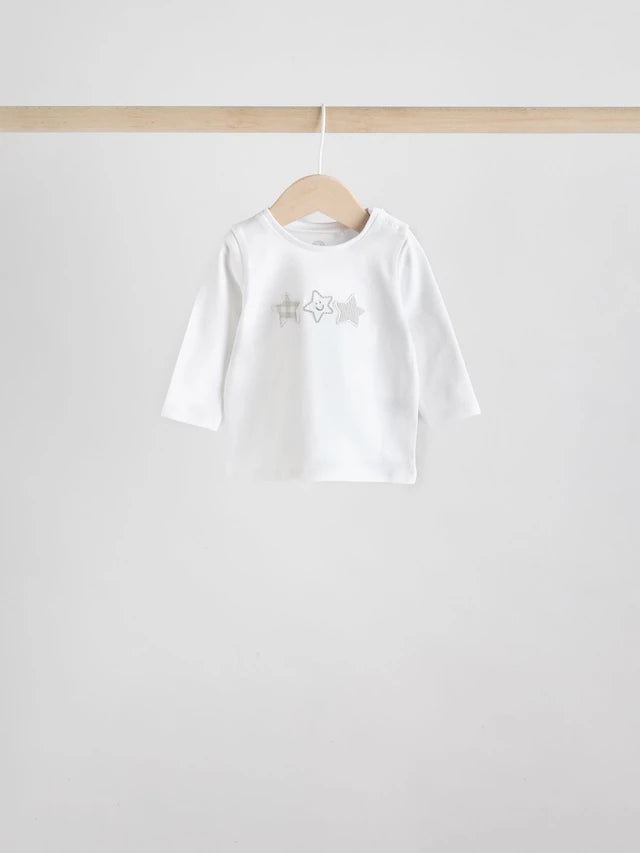 |BabyBoy| Conjunto De 6 Blusas e Leggings Cinza Estrela Para Bebê (0 meses a 2 anos)