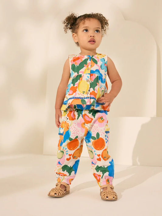|Girl| Conjunto De Blusa e Calça 100% Algodão Brilhante Arco-Iris (3 meses a 7 anos)