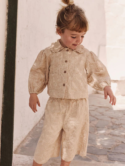 |Girl| Conjunto De Calça e Blusa Bordada Com Pedra (3 meses a 7 anos)