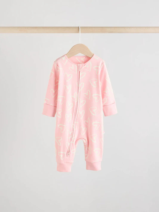 |BabyGirl| Macacão De Dormir Sem Pé Pink Baby Two Way Zip 100% Algodão, Pacote Com 4 (0 meses a 3 anos)