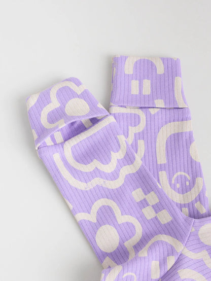 |BabyGirl| Macacão De Dormir Lilás Roxo Para Bebê Com Zíper Bidirecional e Estampa Floral 100% Algodão, Pacote Com 3 (0 meses a 2 anos)