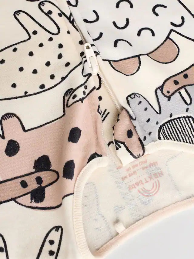 |BabyBoy| Macacão De Dormir Marrom/Creme Com Zíper Bidirecional Para Bebês, Pacote com 3 (0-2 anos)