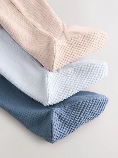 |BabyBoy| Pacote Com 3 Macacões De Dormir Azuis Slogan Para Bebês 100% Algodão (0 meses a 2 anos)