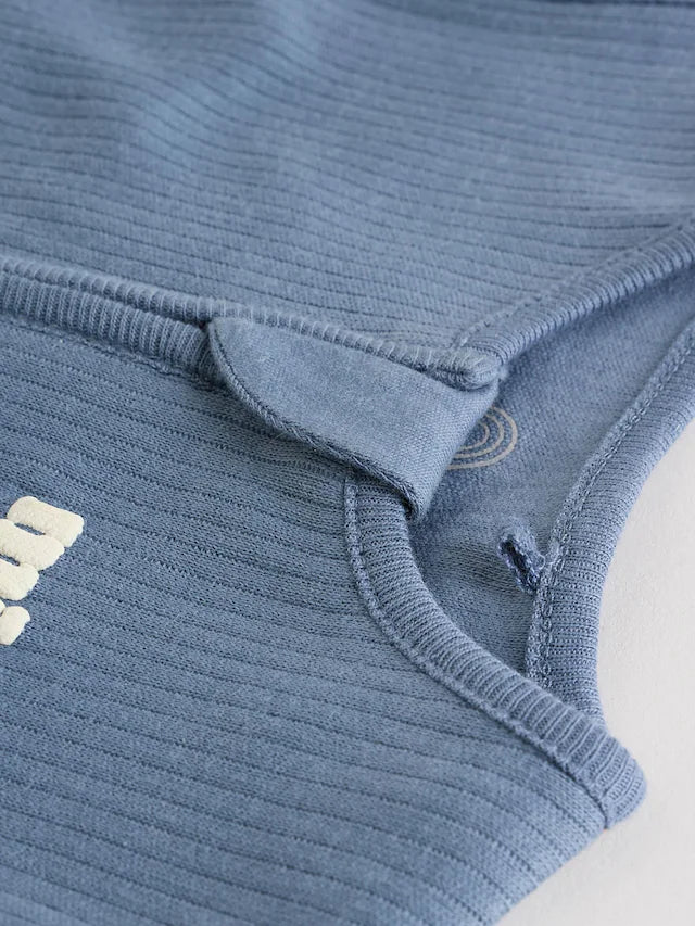 |BabyBoy| Pacote Com 3 Macacões De Dormir Azuis Slogan Para Bebês 100% Algodão (0 meses a 2 anos)